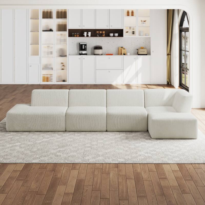 Oversized Corduroy Modular Sectional Fabric Sofa Set