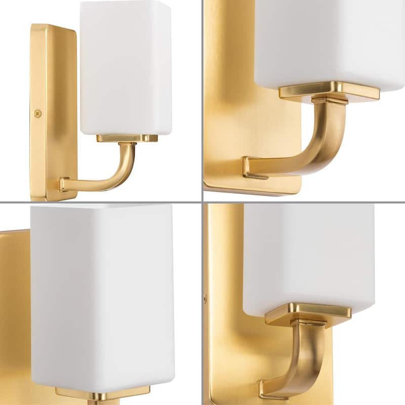 Cowan Collection One-Light Brass Etched Opal Glass Bath Vanity Light - 4.75 in x 5.5 in x 8.5 in
