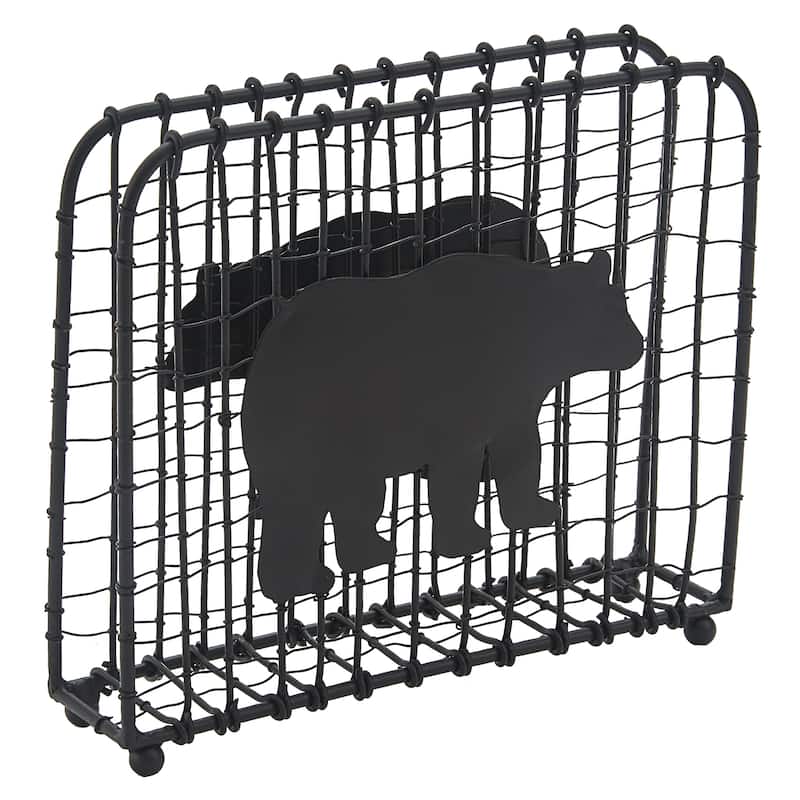 Park Designs Black Bear Wire Napkin Holder 5.5"H - 5.5"H X 6.5"W X 1.5"D