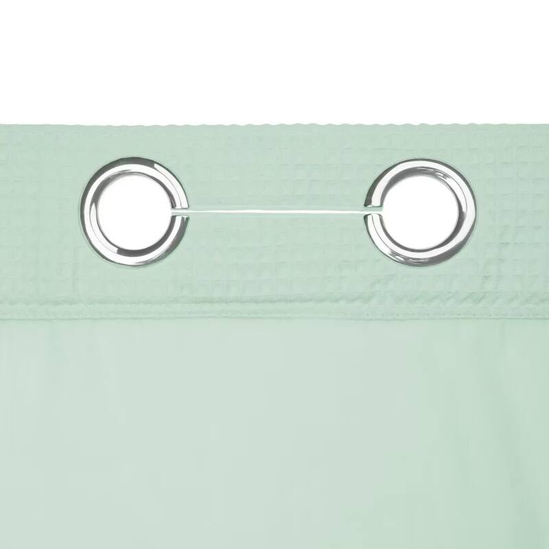 Cotton Blend Honeycomb Waffle Weave Shower Curtain with Snap-in Liner