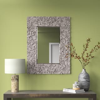 Allan Andrews Gray Rectangular Wall Mirror with Wood Block Mosaic Frame - 48"H x 36"W