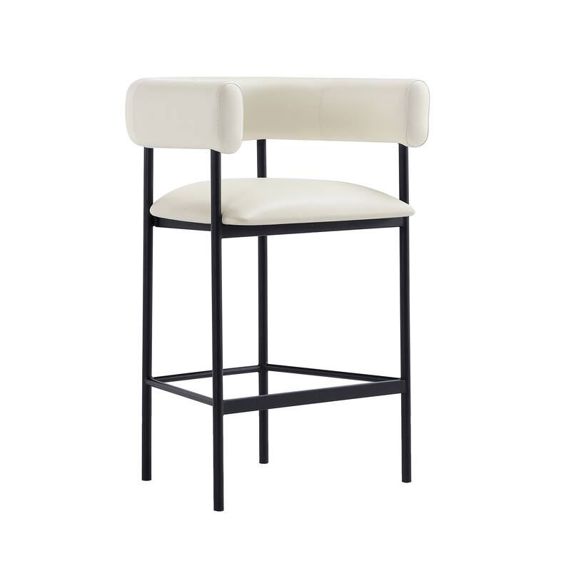 Manhattan Comfort Onda Metal Vegan Leather Counter Stool - Ivory
