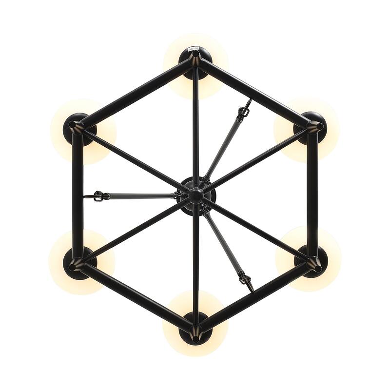 Dimmable 6 - Light Streamlined Modern Linear Chandelier - Matte Black