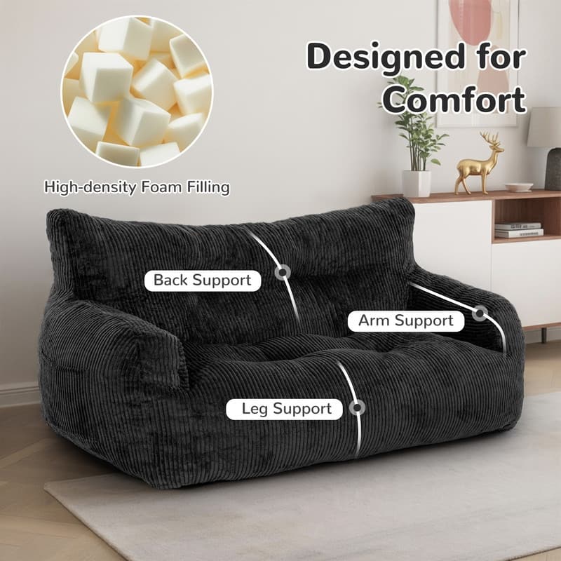 Pamapic Bean Bag Chair, Double Seater Corduroy Lazy Sofa