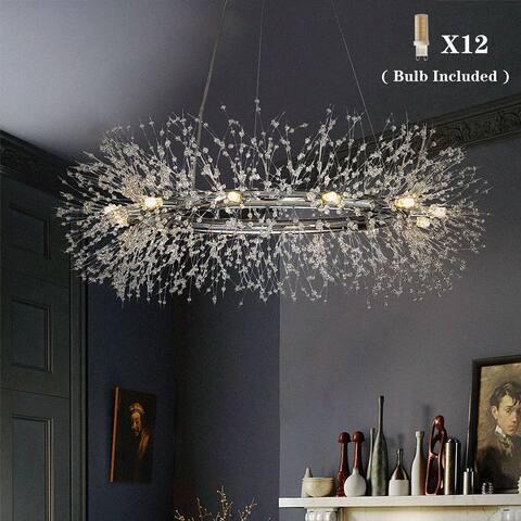 Interior Decor 8/12/16-light Stainless Steel Crystal Firework Chandelier