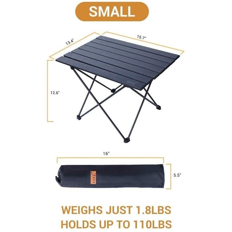 Folding Table, Portable Camping Table, Aluminum Collapsible Table top