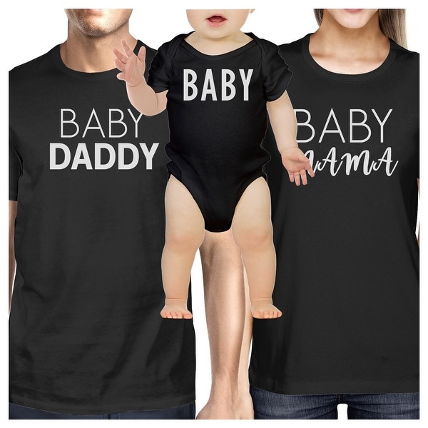 Daddy Mama Baby Matching Clothes Funny Family Black T-Shirt Gift Ideas