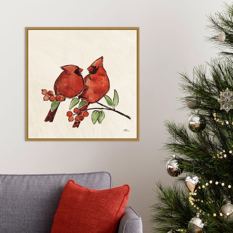 Christmas Lovebirds IX by Janelle Penner Framed Canvas Wall Art