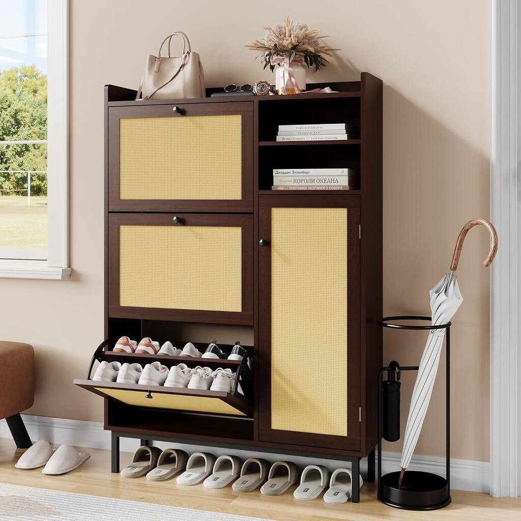 Freestanding 3 Flip Drawer Shoe Cabinet for Entryway Hallway Storage