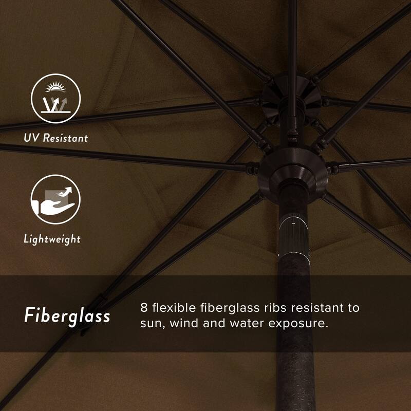 California Umbrella 9' Rd Patio Umbrella Bronze Aluminum Frame Fiberglass Ribs Crank Lift Collar Tilt Sunbrella