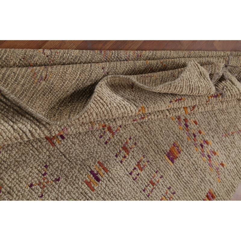 Earth Tone Moroccan Oriental Area Rug Handmade Wool Carpet - 5'7"x 8'10"