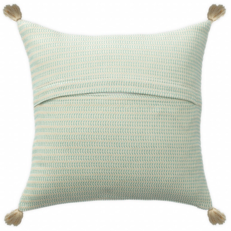 HomeRoots 18" X 18" Light Turquoise And Ivory 100% Cotton Striped Zippered Pillow