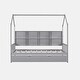 preview thumbnail 34 of 54, Wooden Twin Size House Bed with Trundle,Kids Bed with Shelf