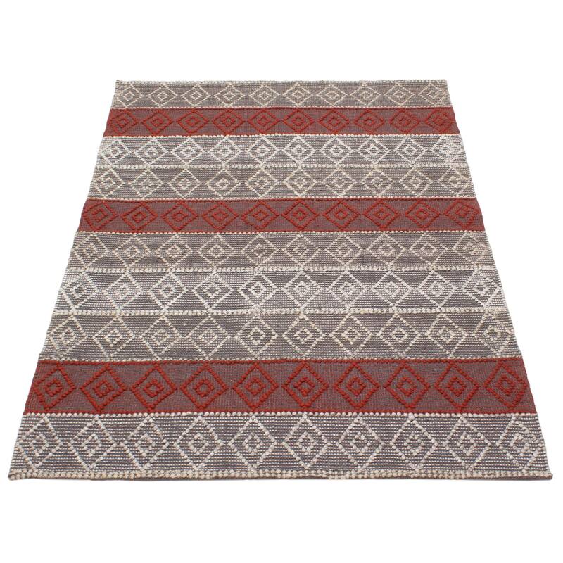 ECARPETGALLERY Braid weave Sienna Grey Wool Rug - 5'0 x 7'10