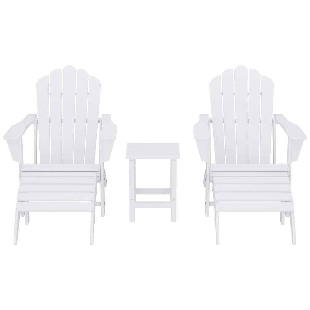 Aderson Outdoor Poly Adirondack Chair with Side Table and Ottoman 5-Piece Set