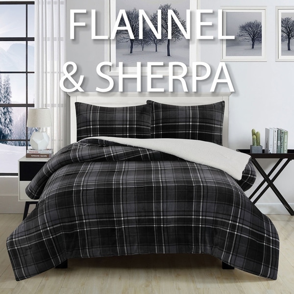 Buffalo plaid sherpa comforter hot sale