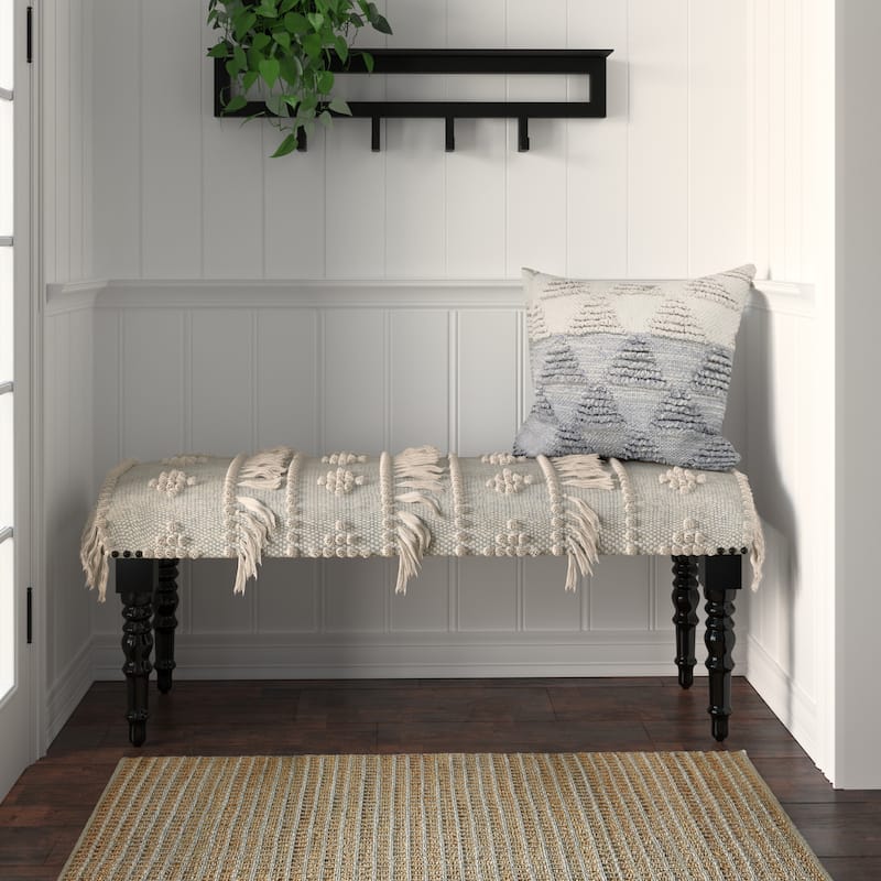 Presidio 47" Upholstered Entryway Bench by Sevita - 47" L x 16" W x 18" H - Gray/Cream