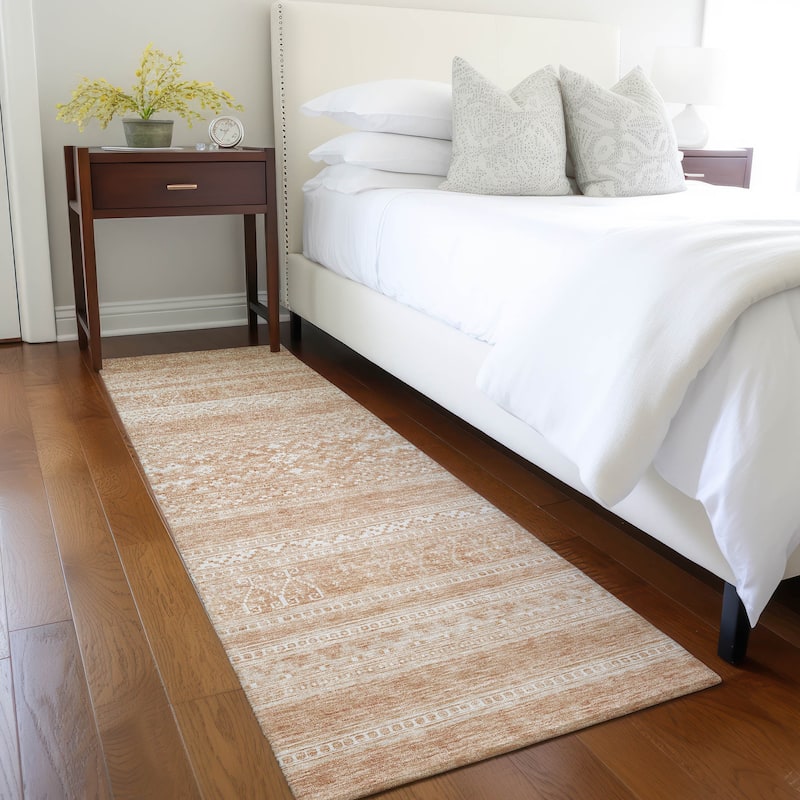 Machine Washable Indoor/ Outdoor Chantille Tribal Boho Rug - Copper - 2'3" x 7'6"