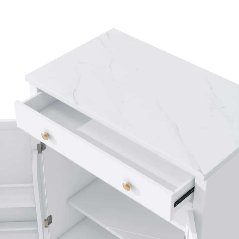 Roomfitters Modern Freestanding Kitchen Pantry, Buffet and Coffee Bar Cabinet, Set of 2, White