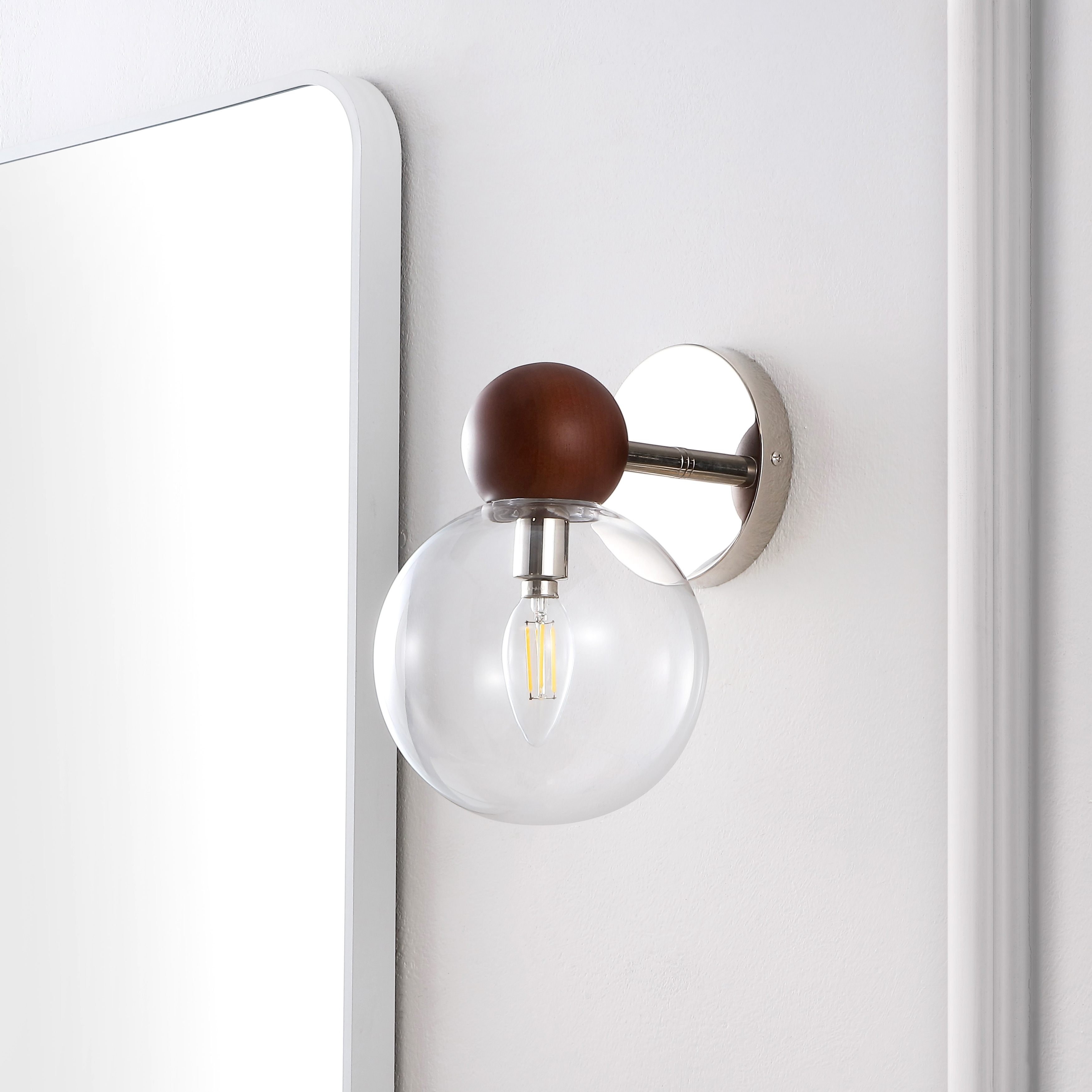 Carter 1 Light Wall Sconce - Silver Steel Transitional Lamp For Bedroom, Bathroom & Hallway