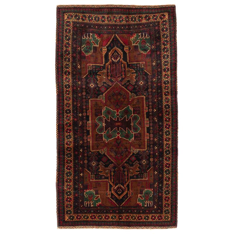 ECARPETGALLERY Hand-knotted Teimani Black, Brown Wool Rug - 3'7 x 6'10