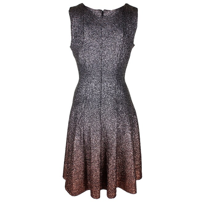 fit and flare sleeveless glitter dress