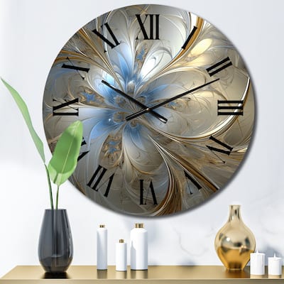 Designart "Tender Light Blue Floral Whirling Spiral" Abstract Spirals Oversized Wall Clock