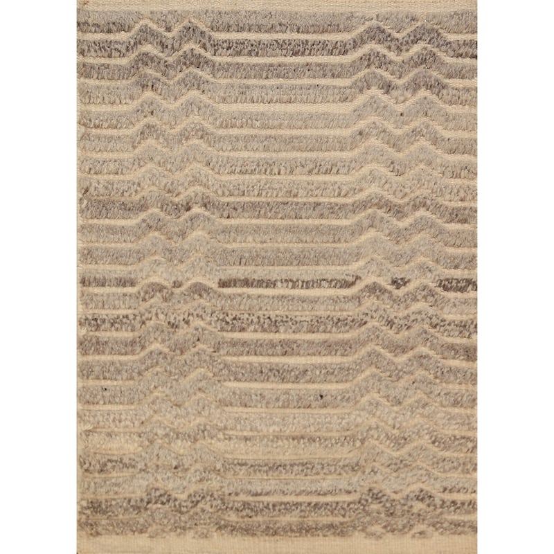 Stripe Moroccan Indian Rug Hand-Knotted Wool Carpet - 2'0"x 3'0"