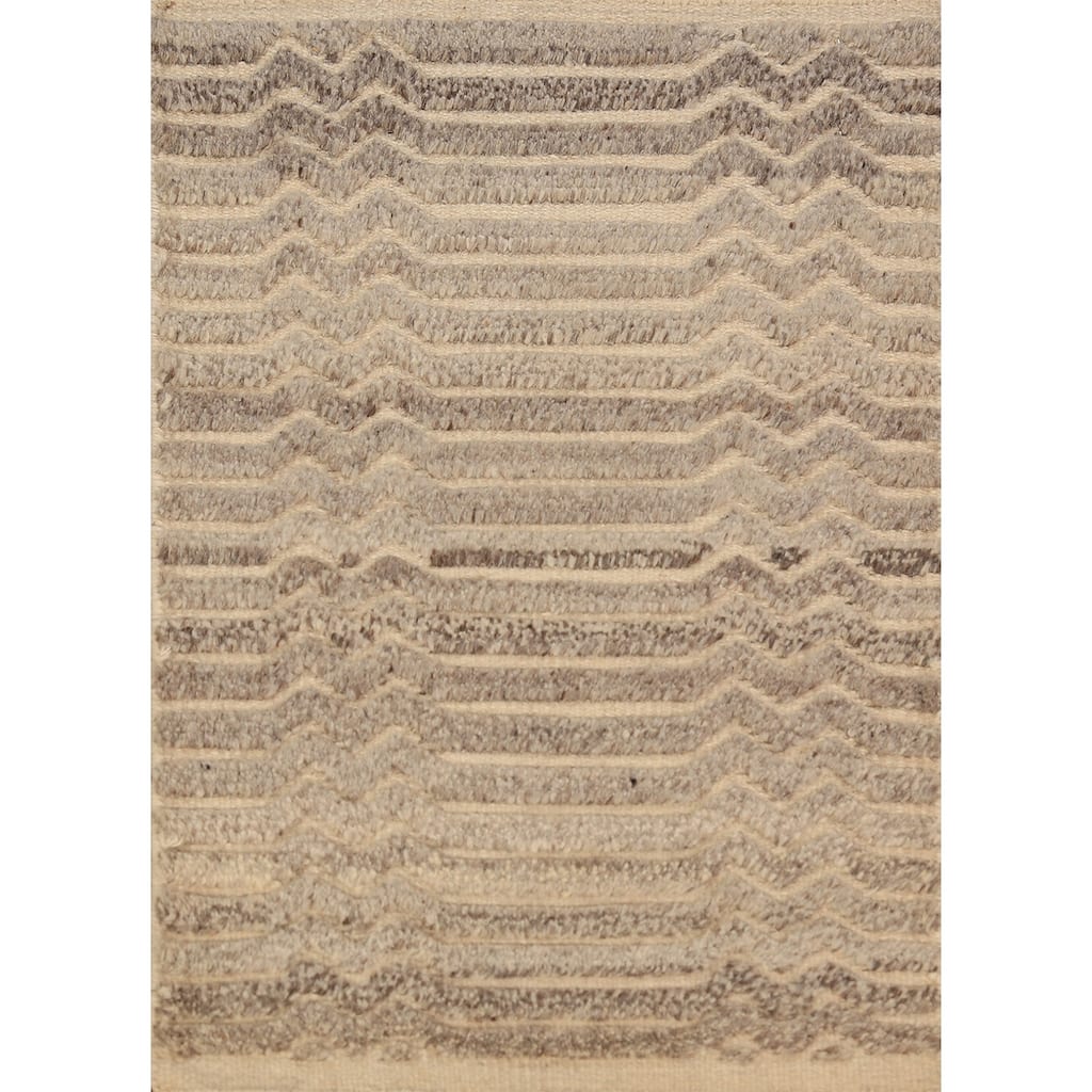 Stripe Moroccan Indian Rug Hand-Knotted Wool Carpet - 2'0"x 3'0"