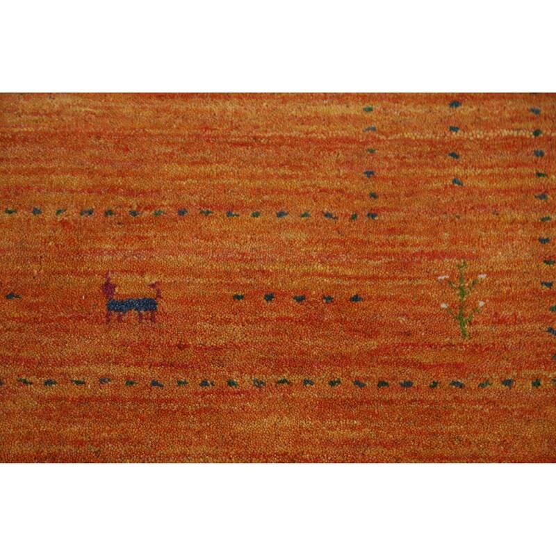 Tribal Orange Gabbeh Indian Area Rug Hand-Knotted Wool Carpet - 5'0" x 7'7"