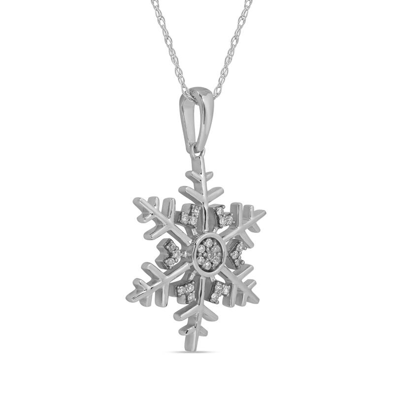 10K Gold 1/10ct TDW Diamond Snowflake Pendant Necklace for Women