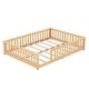 preview thumbnail 8 of 106, Twin/Full/Queen Size Floor Bed with Safety Guardrails for Kids, Wood Montessori Bedframe w/ Door, Children's Noiseless Beds