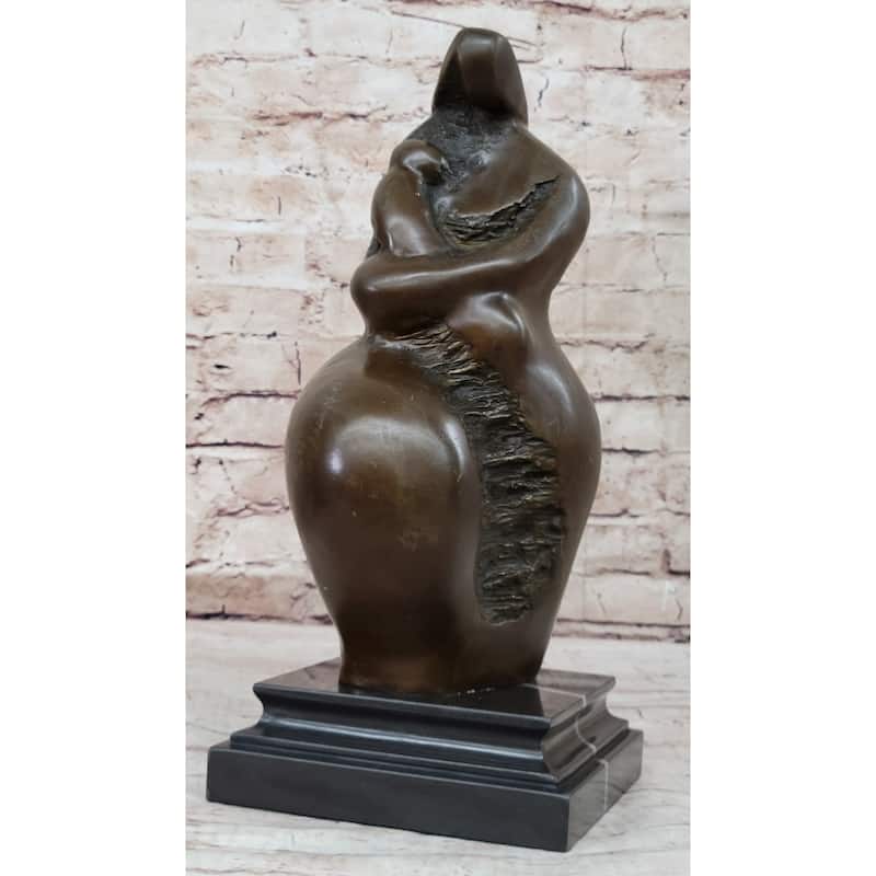 Hand Made Abstract Modern Style Mother And Child By Botero Bronze Sculpture