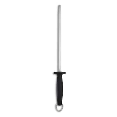 CatCora Knife Sharpening Honing Steel, Professional German Steel For Sharpening Knives, Ergonomic Handle, Non-Slip Base - Silver