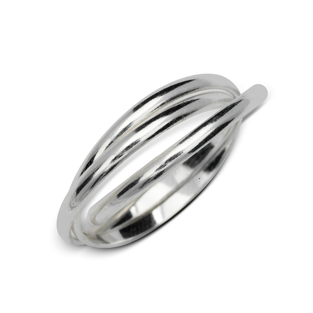 Curata Sterling Silver Polished Intertwining Rolling Band Ring
