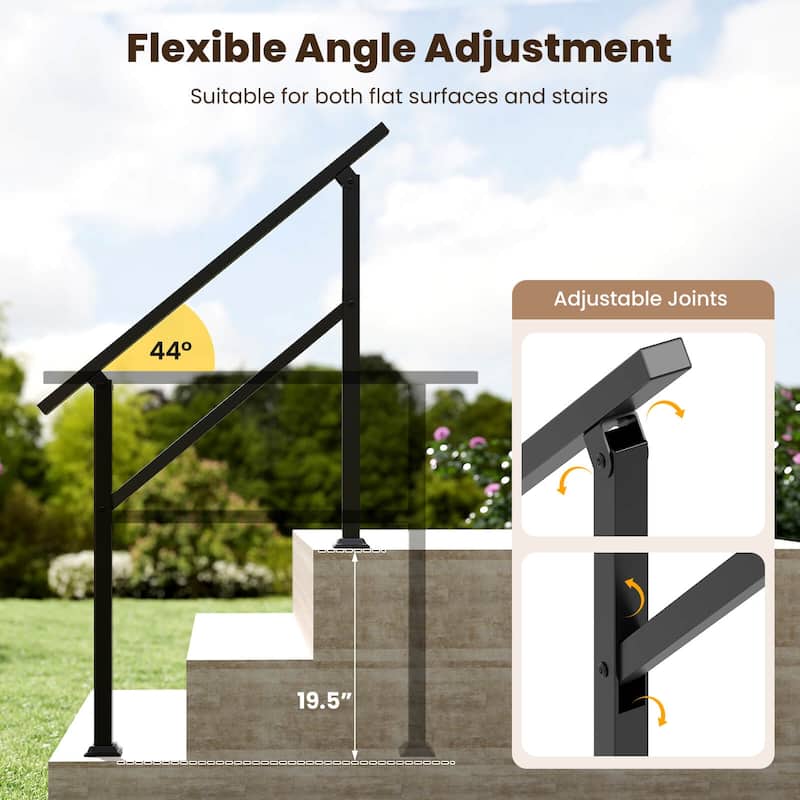 Costway 1/2 PCS Handrail for Outdoor 0-2/0-3 Steps with Flexible Angle