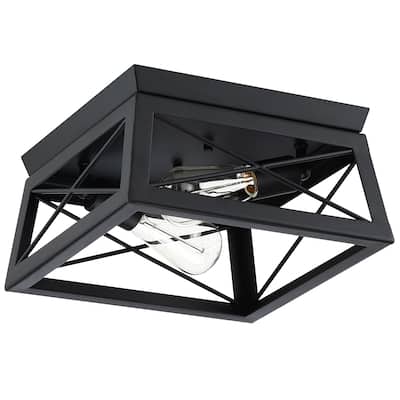 2 Light Farmhouse Flush Mount for Kitchen, Living Room, Hallway, Foyer, Laundry