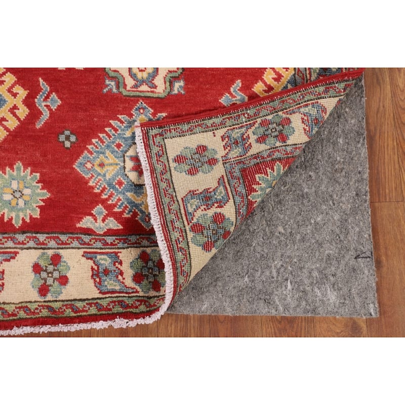 Geometric Kazak Foyer Rug Hand-Knotted Traditional Wool Carpet - 2'8" x 3'11"