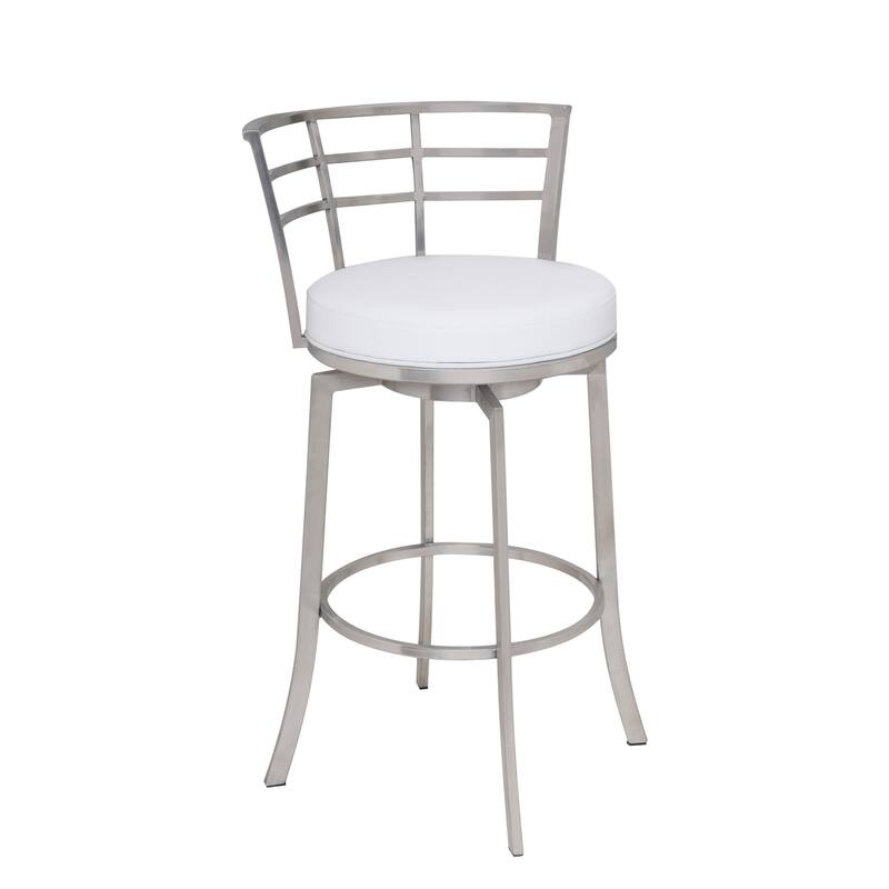 Armen Living Viper Faux Leather and Stainless Steel Swivel Counter Stool