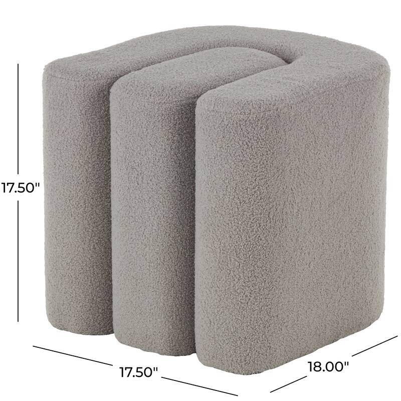 White, Gray or Copper Polyester W-Shaped Room Ottoman