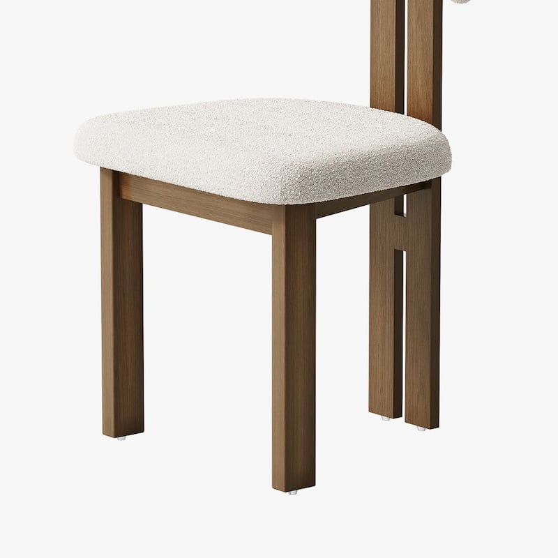 Mid-Century Modern Wood Dining Chairs Set of 2,White & Walnut Side Chairs, Fully Assembled
