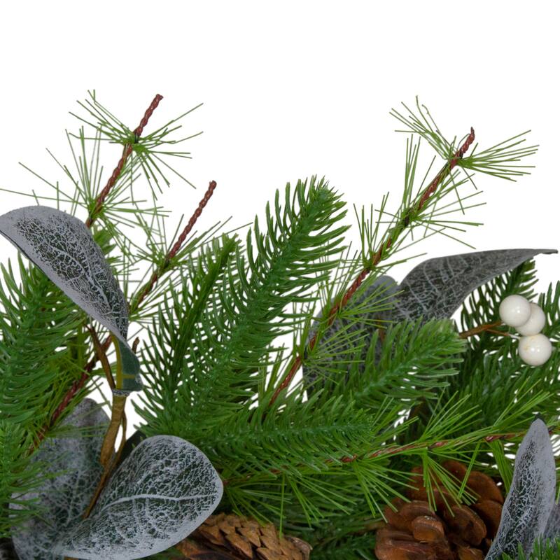 Real Touch™️ Mixed Pine White Berries and Pinecones Artificial Christmas Wreath - 24" - Unlit