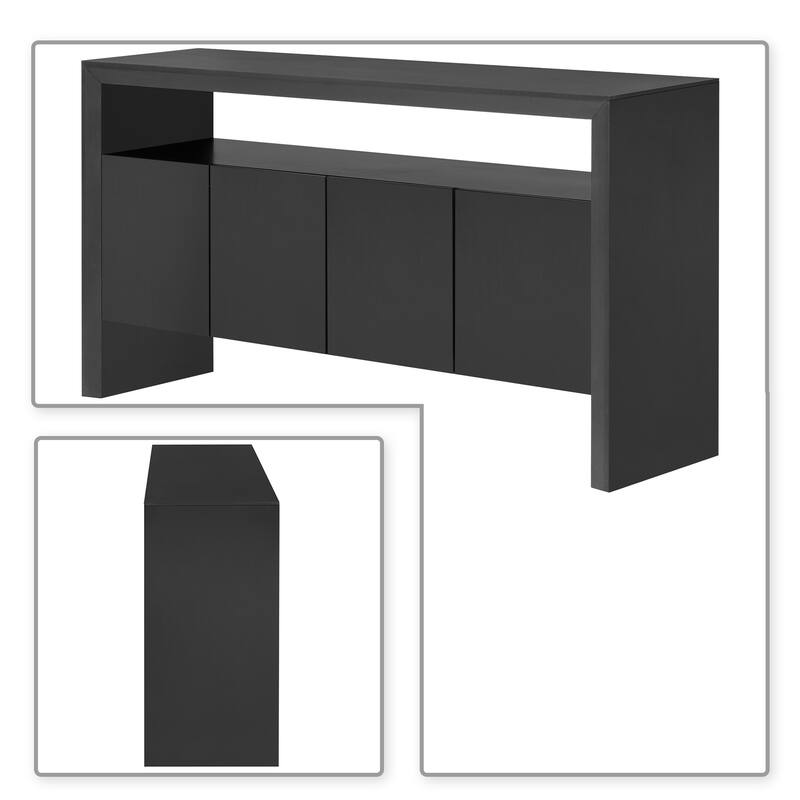 Classic Wooden Sideboard with An Open Shelf and Two Cabinets