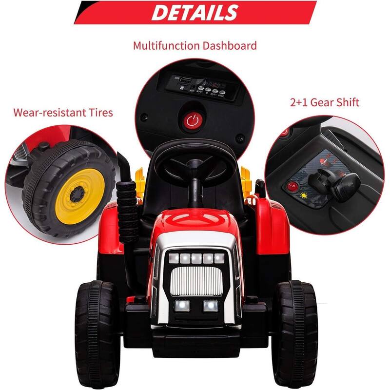 12V Ride on Tractor with Trailer & Remote Control