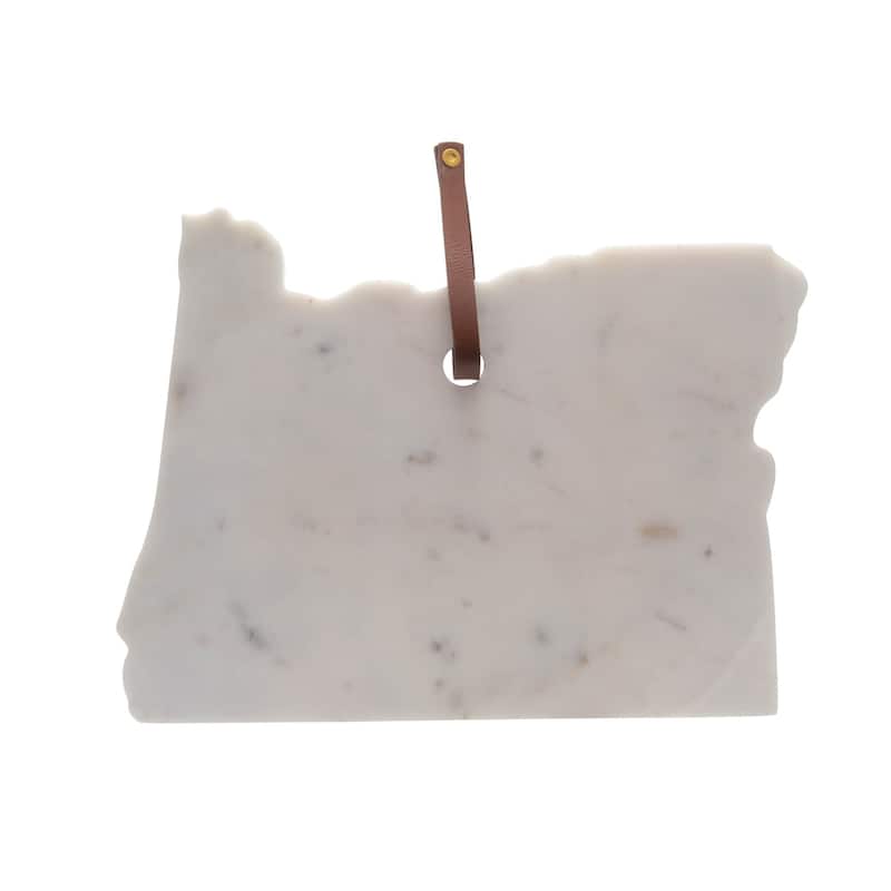 Lg Polished Marble "Oregon" Cutting Board - A - White