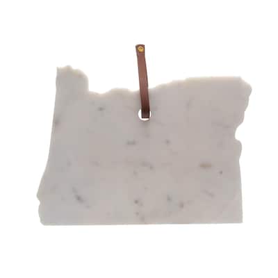 Lg Polished Marble "Oregon" Cutting Board - A - White