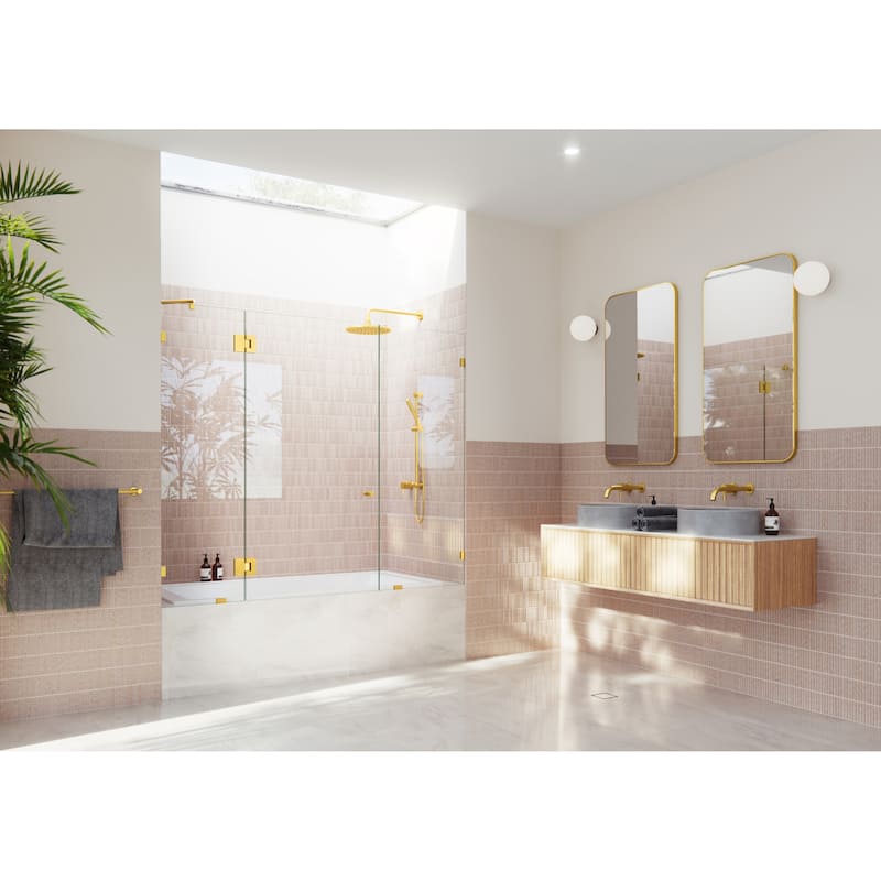 Glass Warehouse B-GHF-69 Stellar 58-1/4" High x 69" Wide Hinged - Satin Brass
