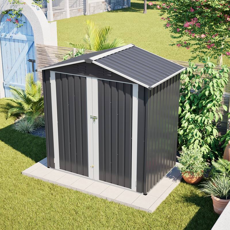 Metal Outdoor Storage Shed 6 x 4 FT Metal Shed with Lockable Door,Waterproof Garden Tool Shed Storage House