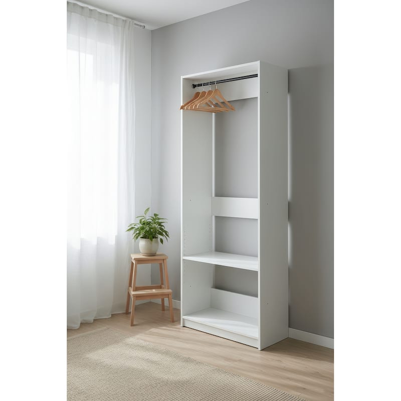 Prosper 32" White Wood Walk-in Closet with Two Rods - 31.4"W x 15.7"D x 83" H