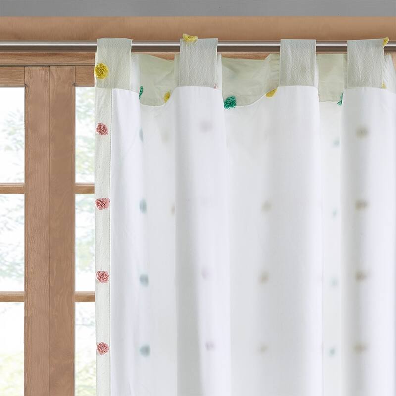 Cotton Jacquard Pom Pom Curtain Panel(Only 1 Pc Panel)
